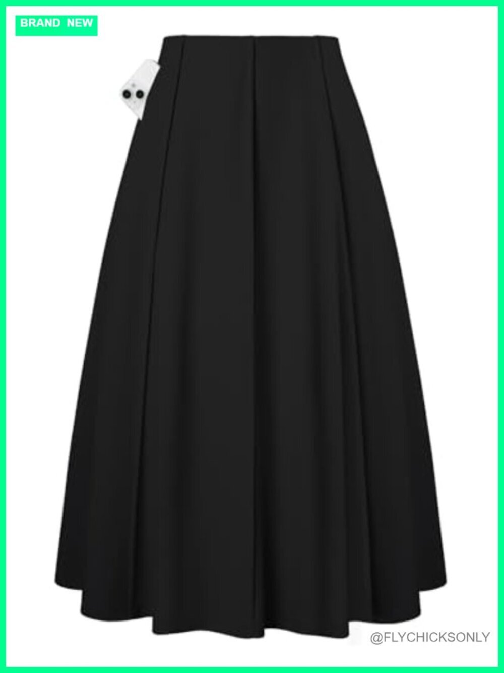 Women's Pleated Midi Skirt High Waisted Flowy A-Line with Pockets